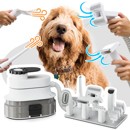 Pet Grooming Kit & Vacuum Suction 99% Pet Hair, Dog Grooming Kit with 6 Professional Grooming Shedding Tools for Dogs Cats and Other Animals, Black